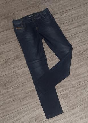 Темно синие джинсы зауженные carking jeans низкая посадка 26 размер5 фото