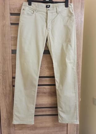 Легкие мужские котоновые брюки h&m slim fit