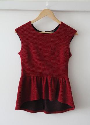 Sale! оригинальная бордовая блуза топ с баской1 фото
