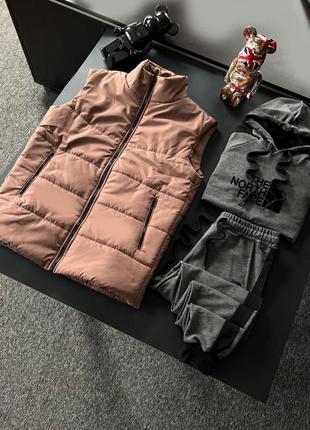 Жилетка + весенний спортивный костюм худи the north face зе норд фейс мужской женский унисекс