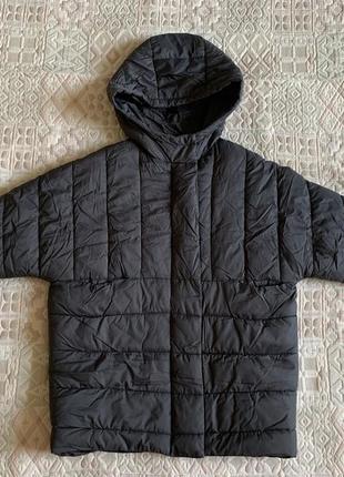 Стильная теплая куртка оверсайз с капюшоном zara на 8-9 лет4 фото