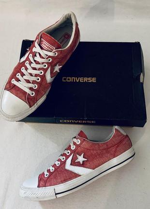 Кроссовки кеды текстильные красные низкие converse (оригинал)2 фото