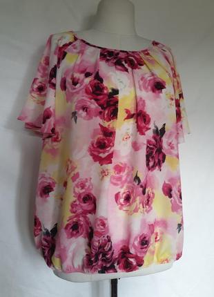 Женская блуза, блузка в розах, может подойти на большую грудь фотосессия3 фото