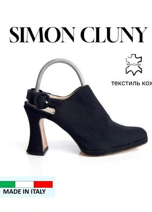 Simon cluni (италия) чёрные слингбэки текстиль + кожа