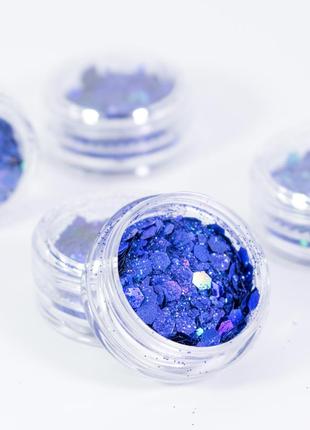 Опаловый глиттер голубой - блестки для дизайна ногтей, маникюра2 фото
