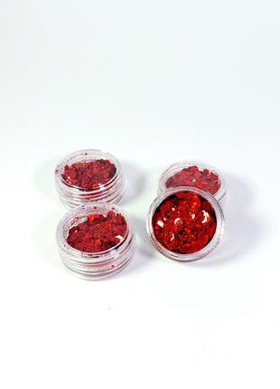 Опаловый глиттер красный - блестки для дизайна ногтей, маникюра, голограмма, брокат3 фото