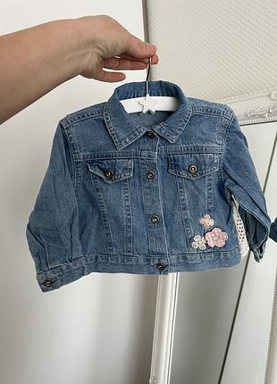 Мила джинсова куртка для дівчинки 9-18м. джинсовий жакет на рік для дівчинки. джинсовий піджак для дівчинки