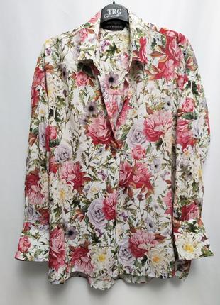Zara woman  рубашка цветочный принт  в стиле оверсайз /7898/