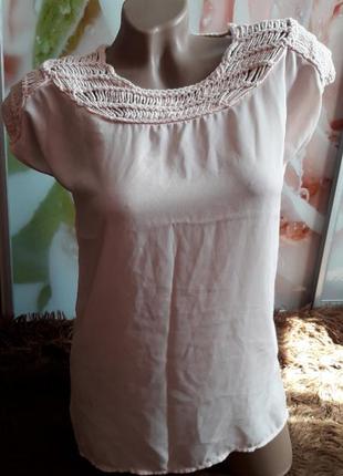 Шифоновая  пудровая блуза