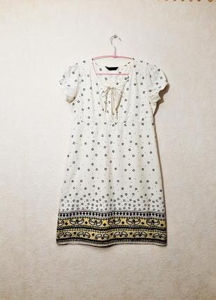 Miss selfridge британское платье цвет молочный/коричневый/жёлтый летнее свободное на девушку/женское