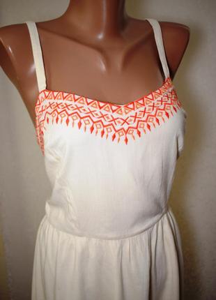 Шикарный сарафан миди вышивка переплета бретелей на спине new look, вискоза