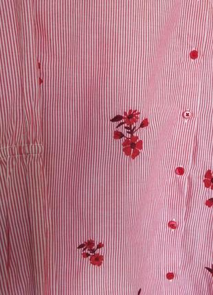 Бавовняна сорочка в смужку з квітковою вишивкою від atmosphere3 фото