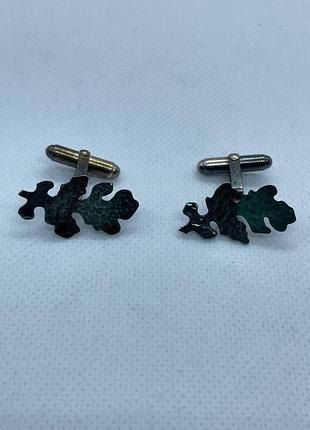 Запонки дубовый лист серебро  925 винтаж