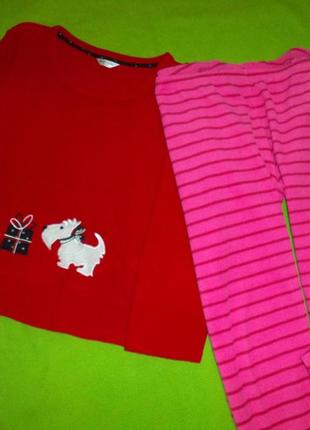 Флисовые яркие розовые пижамные штрюксы в полосочку-большой размер 20-22.3 фото