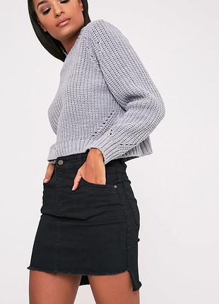 Джинсовая юбка с необработанным низом