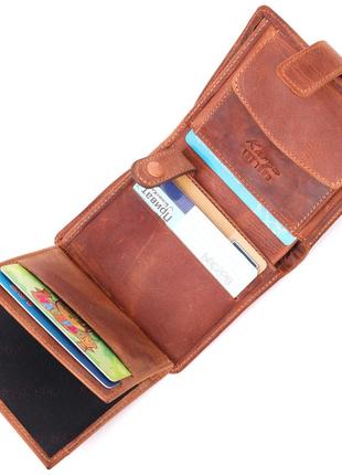 Функціональний чоловічий гаманець у вінтажній шкірі karya 21369 рудий6 фото
