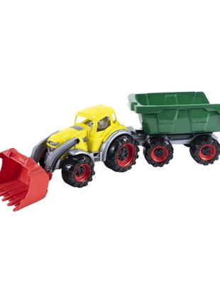 Іграшка дитяча трактор техас orion 315or навантажувач з причепом (жовто-зелений)