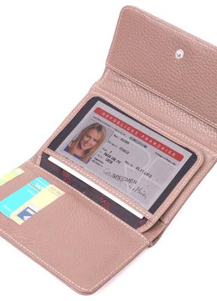 Гарний жіночий гаманець із монетницею з натуральної шкіри karya 21367 бежевий6 фото