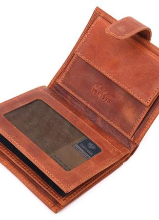 Мужской вертикальный кошелек в винтажной коже karya 21388 рыжий7 фото