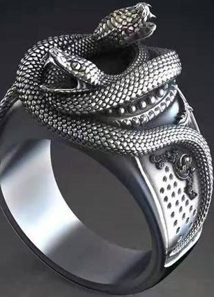 Модное кольцо в форме змеи - смерть и возрождение, перстень две змеи сплелись размер 20
