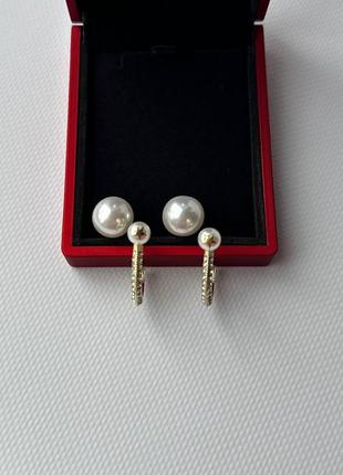 Сережки жіночі елегантні в каменях із перлами8 фото