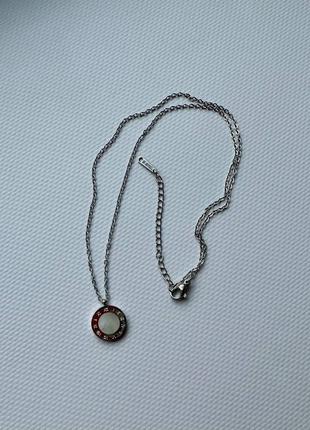 Женская цепочка серебристого цвета стильная из медицинской стали декор римские цифры вставка перламутр3 фото
