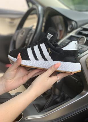 Удобные летние кроссовки adidas iniki в черном цвете из замши (весна-лето-осень)😍3 фото