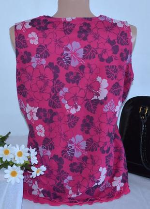 Брендовая розовая блуза без рукавов топ tcm tchibo принт цветы2 фото