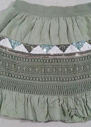 Натуральна спідничка з паєтками