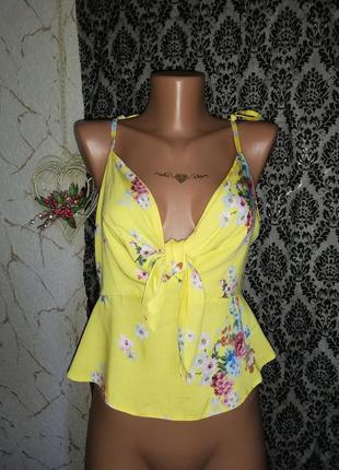 Укороченный кроп топ лимонного цвета новый 18р