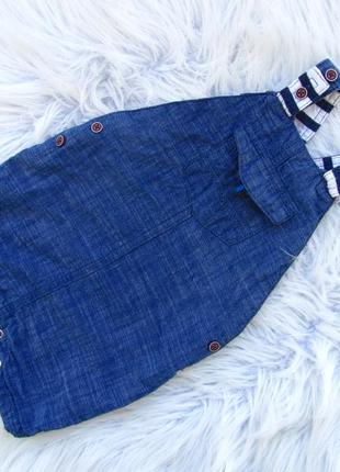 Крутой летний джинсовый полукомбинезон песочник next