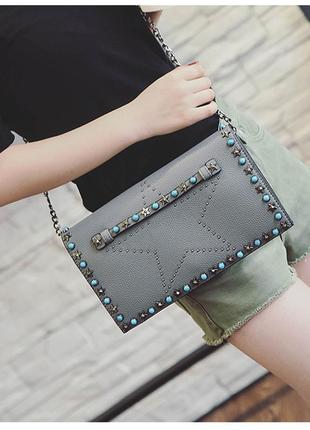 Клатч сірий "зірка"