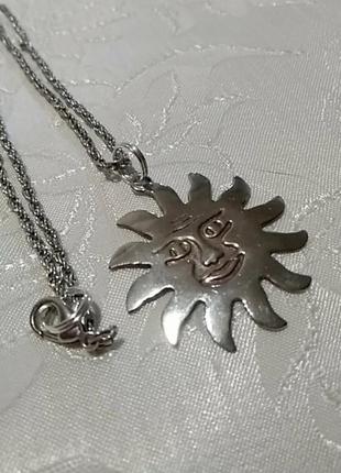 Цепочка в серебряном цвете с кулоном солнце2 фото