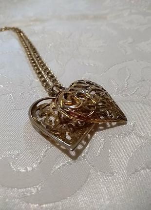 Цепочка в золотом цвете с кулоном сердце. длина цепочки 46 см3 фото