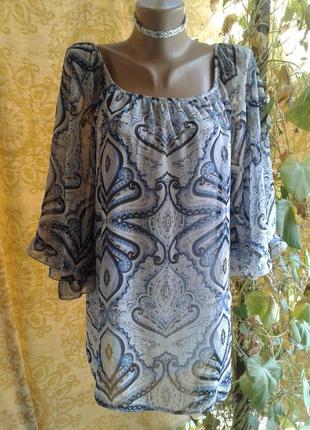 Шифоновая блузочка на подкладе, м - l .