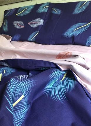 Двухспальной комплект постельного белья из бязь голд"перья"2 фото