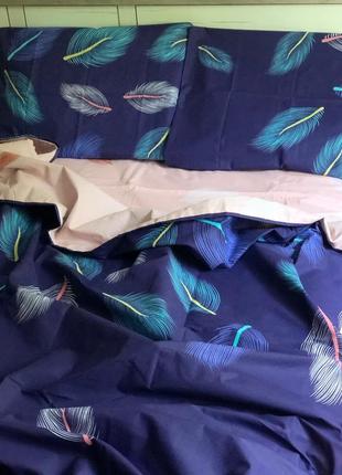 Двухспальной комплект постельного белья из бязь голд"перья"3 фото