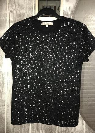 Чёрная футболка в принт звёзды2 фото