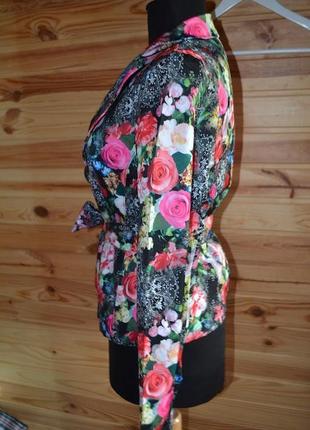 Новый летний пиджак в цветы poliit! +пояс! размер 38.6 фото