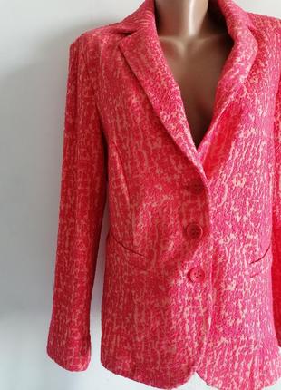 🌹однобортный жакардовый пиджак 🌹жакет коралового відтінку