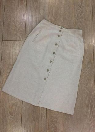 Спідниця міді на гудзиках льон котон розмір 12-14 marks&spencer