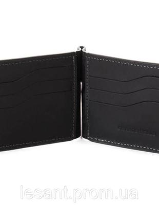 Зажим для денег мужской кожаный grande pelle черный3 фото