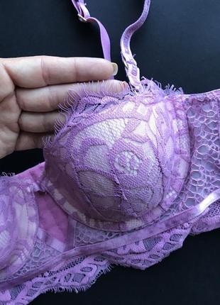 Кружевной сиреневый  бюстгальтер 75 bлифчик без пуш апа 34 b