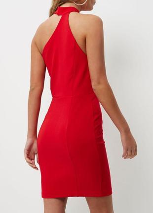 River island красное платье по фигуре карандаш футляр с чокером открыто плечо5 фото