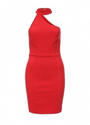 River island красное платье по фигуре карандаш футляр с чокером открыто плечо6 фото