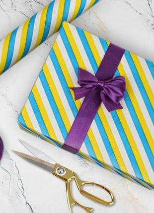 Упаковочная бумага "желто-голубые полоски", рулон 8 м*70 см