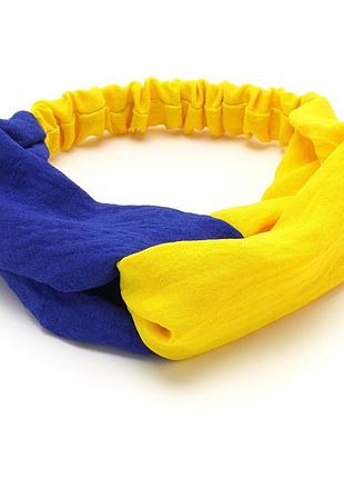 Повязка-чалма из ткани креп жатка сине-желтая
