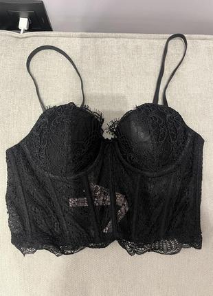 Корсет victoria's secret lace lightly lined corset bra top6 фото