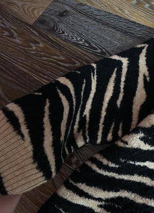Популярный оверсайз свитер зебра удлинённый принт зебра мягкий3 фото