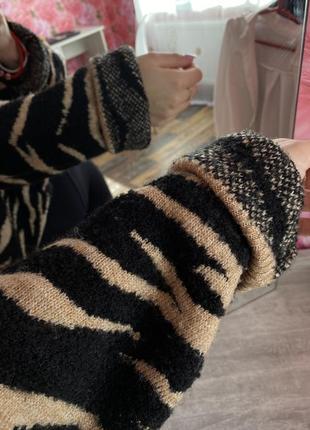 Популярный оверсайз свитер зебра удлинённый принт зебра мягкий3 фото